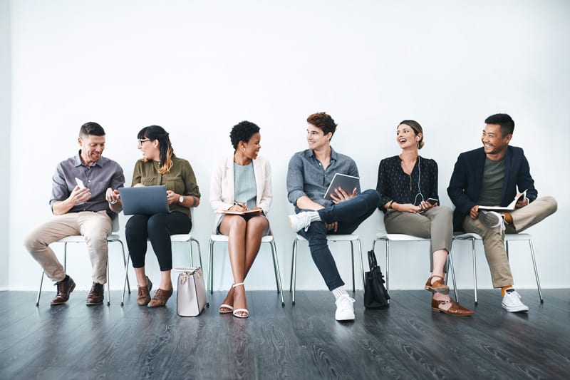 Job applicants waiting for their interview