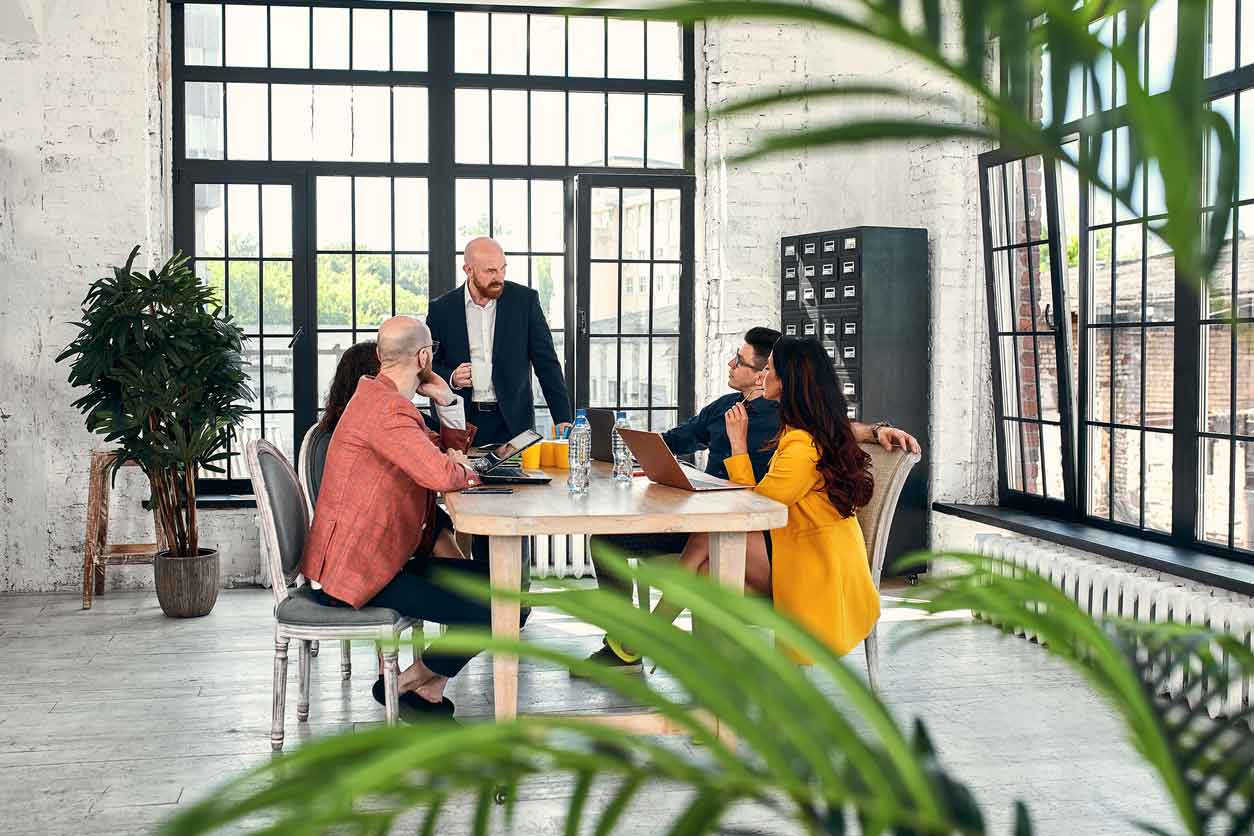 Meeting in a modern office